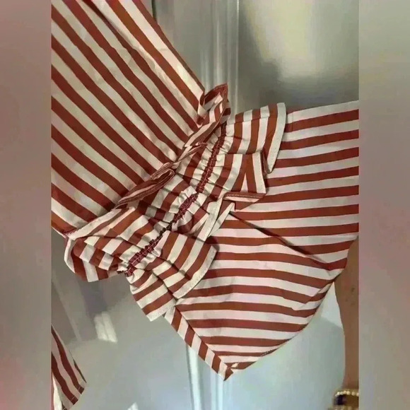 NEW Harshman 100% Cotton Selina Blouse ~ Brown Stripe ~ M ~ BEAUTIFUL! - Picture 4 of 10